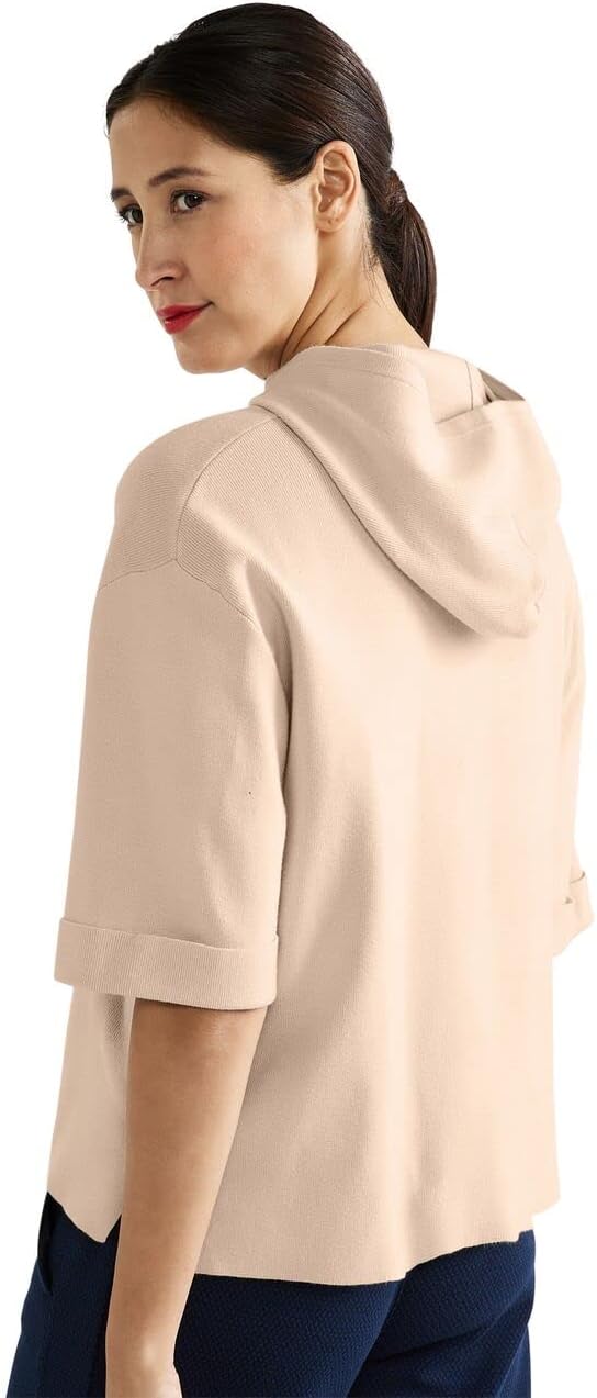 Street One Damen Kurzarmhoodie 40 Light Smooth Sand Melange, 40 Light Smooth Sand Melange