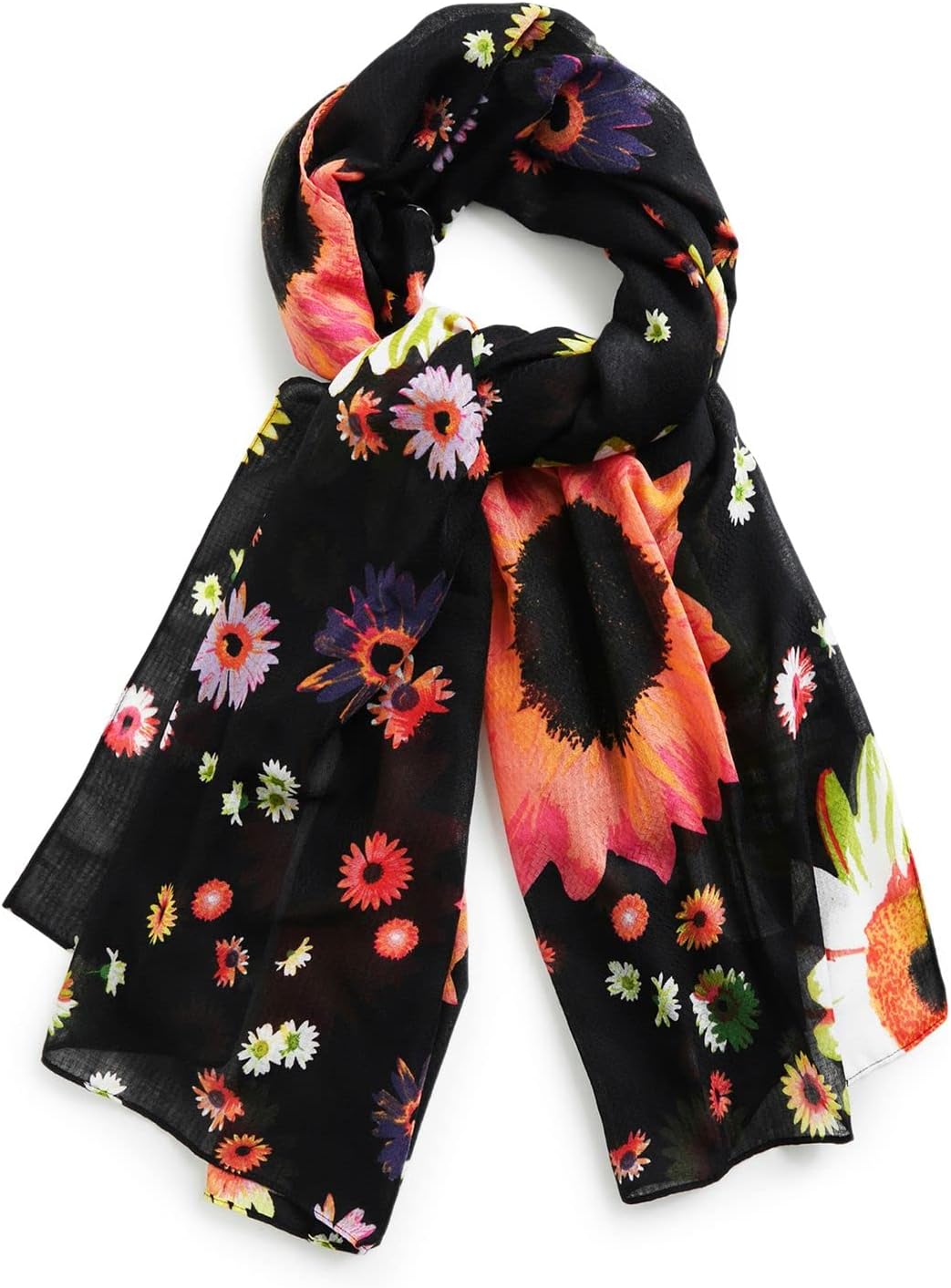 Desigual Damen Schal Daisy Einheitsgrösse schwarz/mischfarben, Einheitsgrösse schwarz/mischfarben