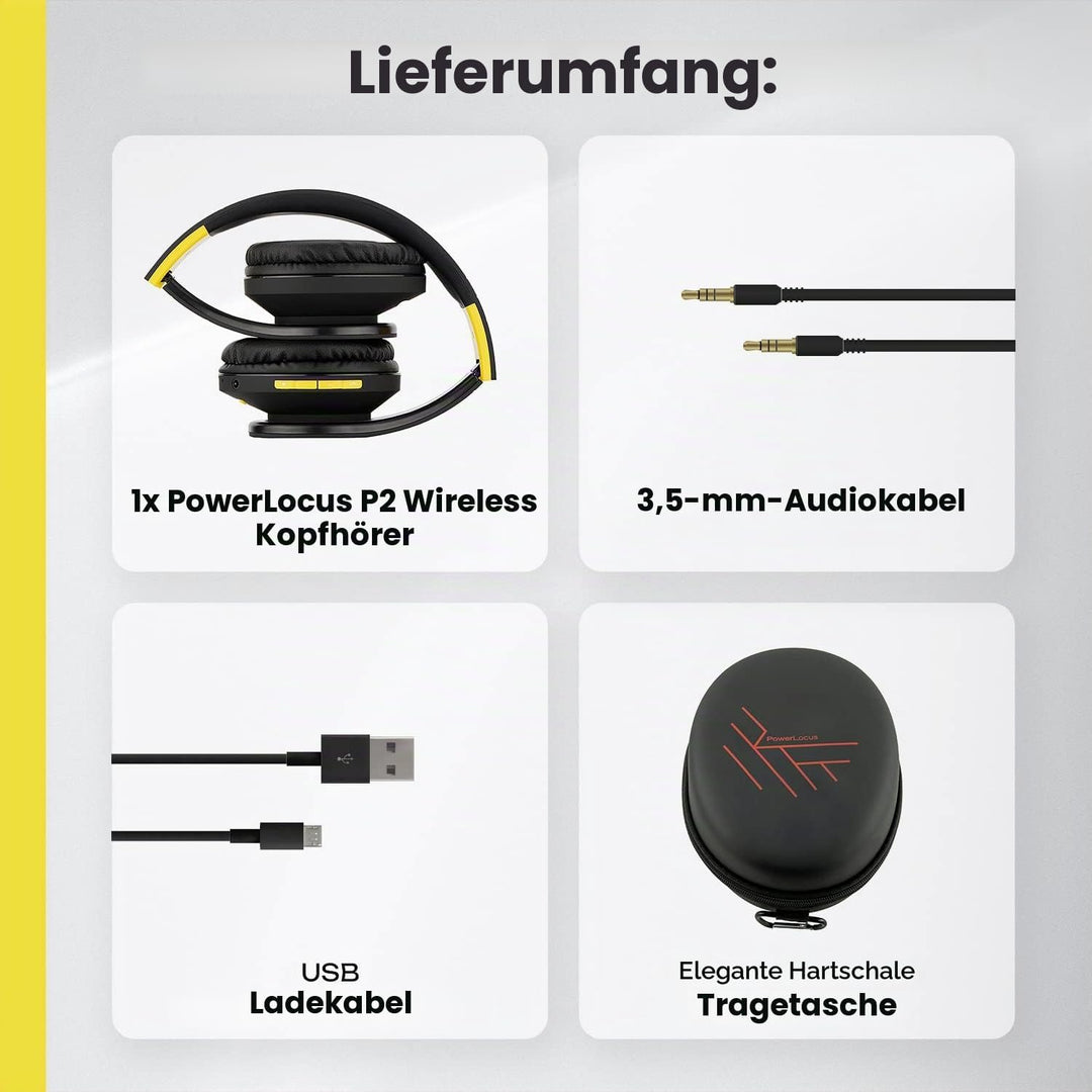 PowerLocus Bluetooth Over-Ear Kopfhörer, Kabellos Stereo Faltbare Kopfhörer Kabellose und Kabel-Kopf