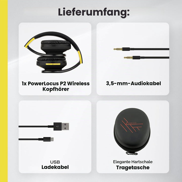 PowerLocus Bluetooth Over-Ear Kopfhörer, Kabellos Stereo Faltbare Kopfhörer Kabellose und Kabel-Kopf
