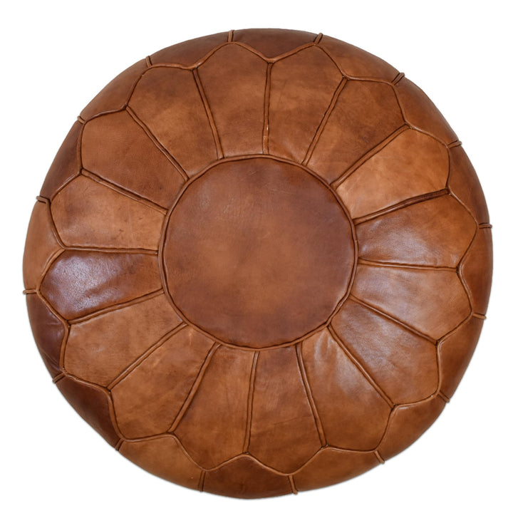 Poufs&Pillows Premium XL Echtleder Pouf - Handgefertigt - gefüllt geliefert - Ottoman Sitzsack Fussh