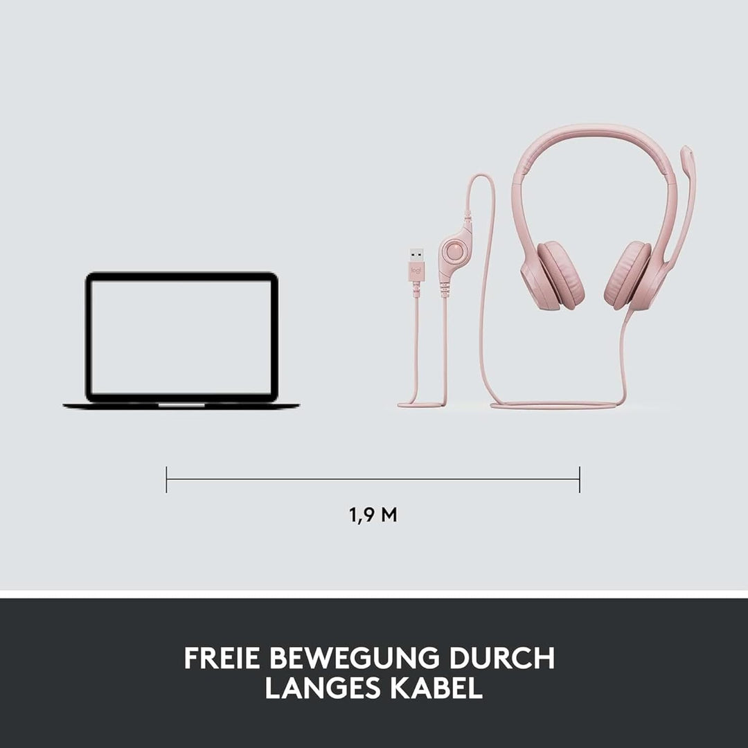 Logitech H390 verkabelter Kopfhörer für PC/Laptop, Stereokopfhörer mit rauschunterdrückendem Mikrofo