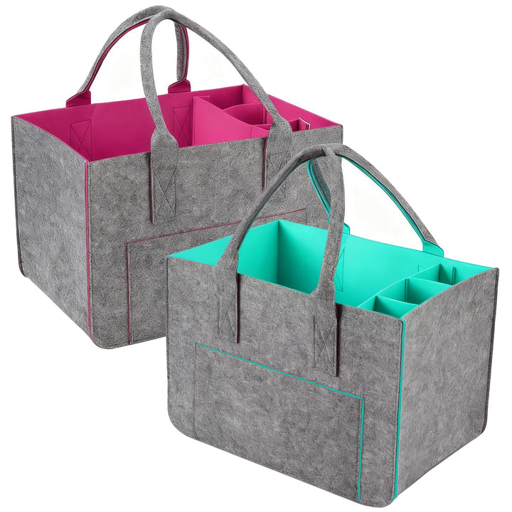 2 Stück 30L Gross Filztasche Einkaufstasche mit Fächern, Faltbar Filztaschen Shopper mit Stabile Hen
