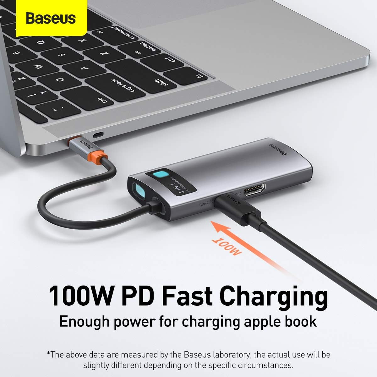 Baseus Metal Gleam 4 in 1, Multifunktions-PC/Telefon-Hub Adapter, Grau, Anzahl der Anschlüsse: 4, Ei
