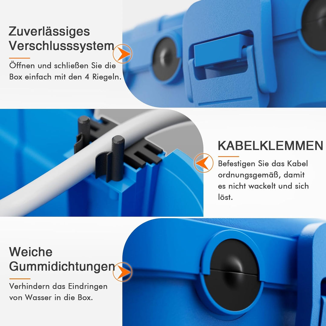 RESTMO Extra Grosse Kabelbox Wasserdicht, IP54 Outdoor Kabel Safe Box (32 x 22 x 13 cm), Wetterfeste