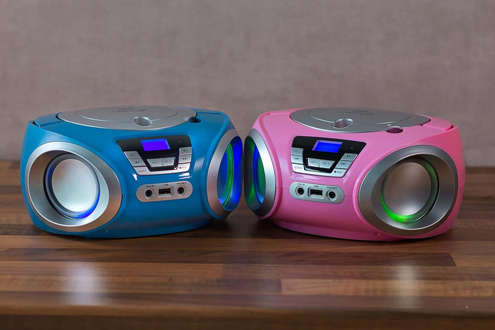 CD-Player mit LED-Beleuchtung | Kopfhöreranschluss | Tragbares Stereo Radio | Kinder Radio | Stereoa