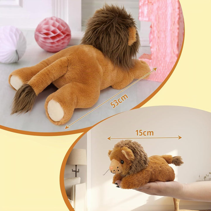MorisMos riesen Löwe Kuscheltier XXL mit 3 Babys, 50cm lang weich Kuschel-Löwen Plüschlöwe Plüschtie
