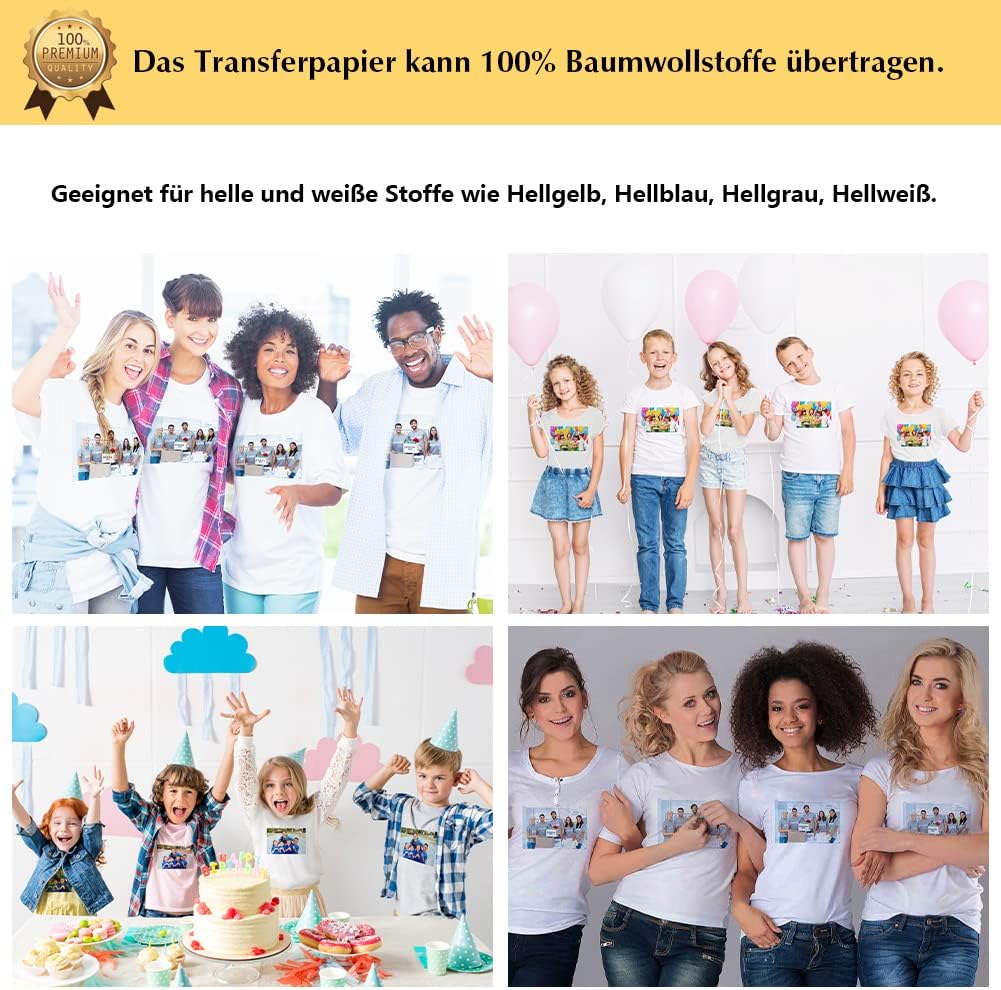 TransOurDream Echte Inkjet Transferfolie,Bügelfolie für helle Textilien,Fuer Hiztepresse,spiegeldruc