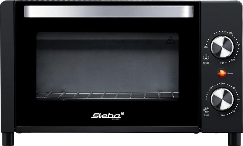 Steba Mini-Backofen mit 9 Liter Volumen, Pizzatiefe bis Ø 22 cm, Doppel-Glastür, Ober- und Unterhitz