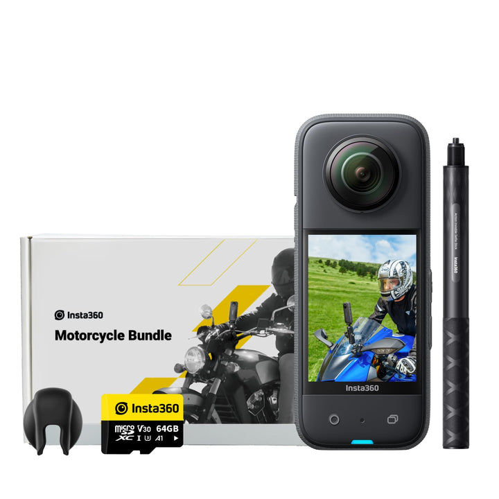 Insta360 X3 Motorrad-Bundle - wasserdichte 360°-Actionkamera mit 1/2"-Sensor, 5,7K 360°, 72MP 360°-F