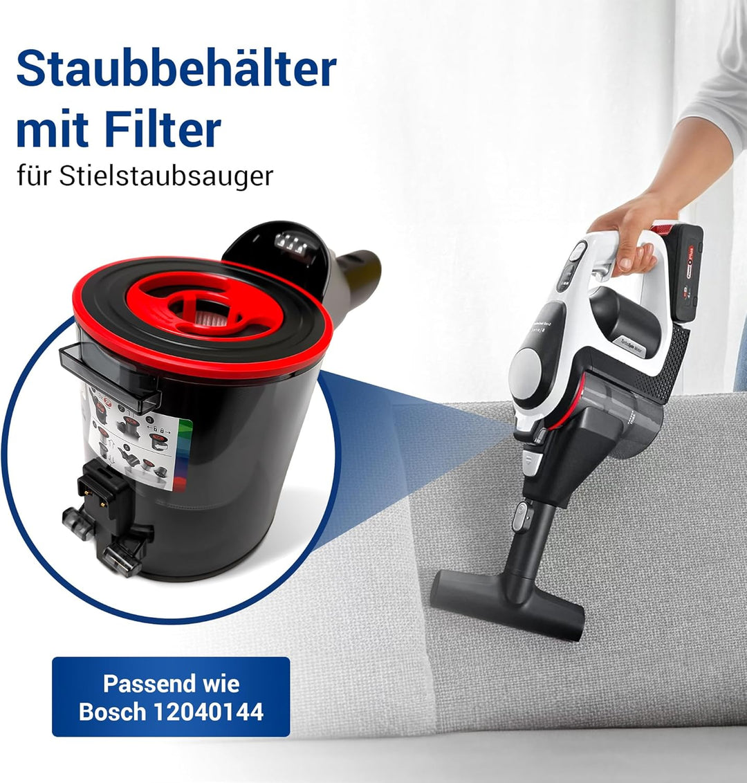 VIOKS Staubbehälter mit Filter Ersatz für Bosch 12040144 Filterbehälter + Dauerfilter für Bosch Unli