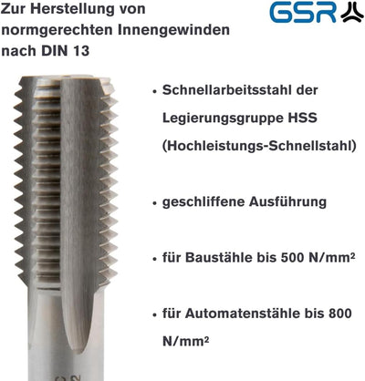 PROFI Gewindebohrer M16 Satz HSSG 3 teilig, Gewindeschneider | Vor-, Mittel- und Fertigschneider | H