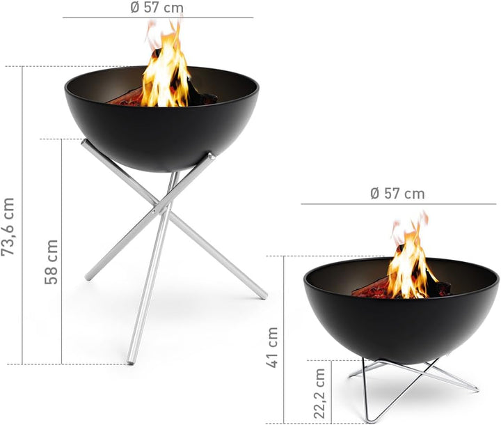 höfats - Bowl 57 Feuerset Flex mit Sternfuss und Dreibein - raucharme Feuerstelle mit Plancha Grillp
