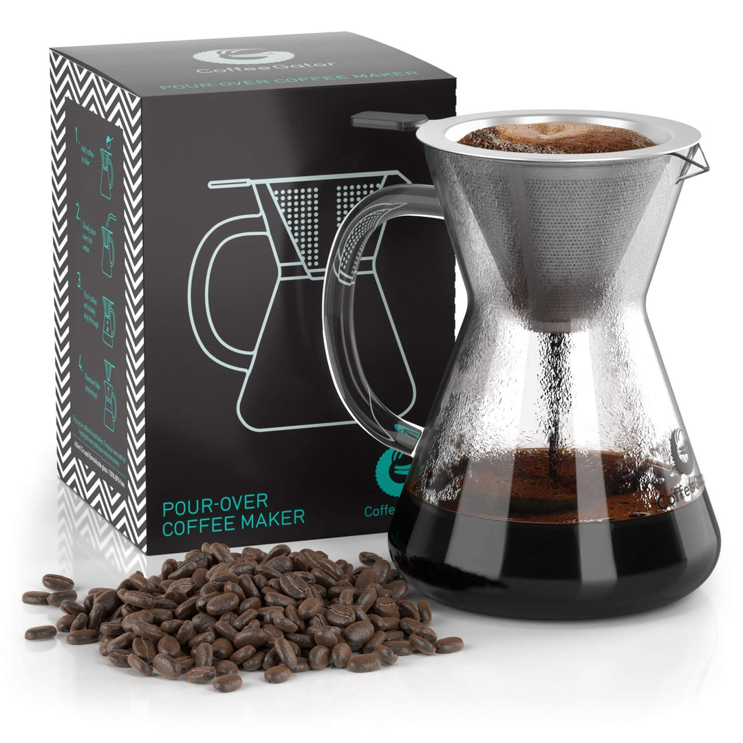 Coffee Gator Pour Over Kaffeebrüher – Mehr Geschmack mit einem papierlosen Edelstahlfilter und einer