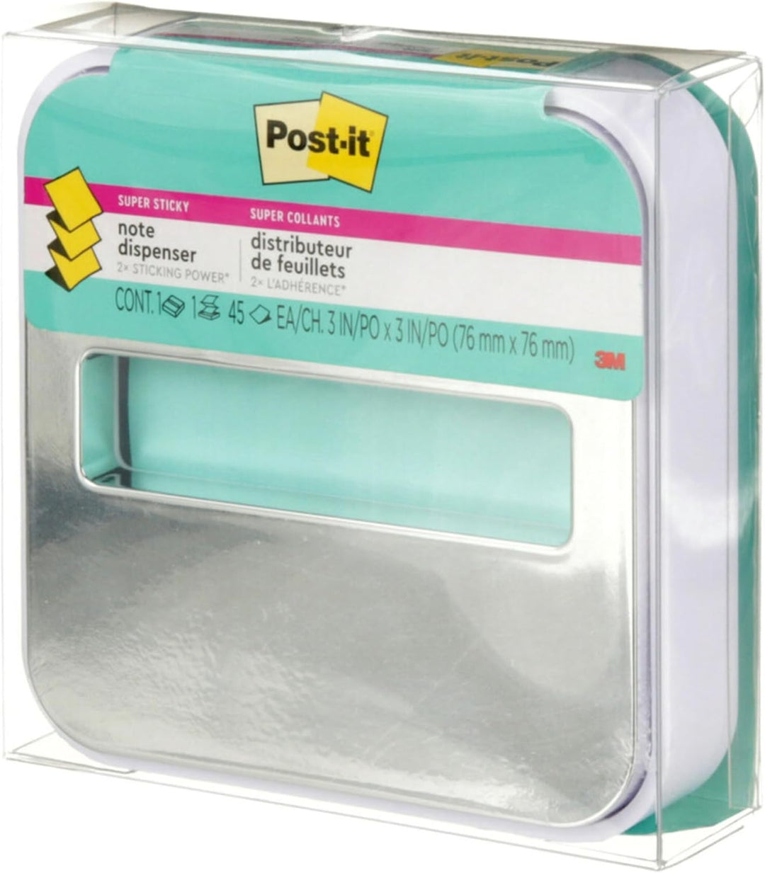 Post-it Notizspender für 7,6 x 7,6 cm grosse Notizen, weisser Boden mit Stahldeckel Weiss/opulenter