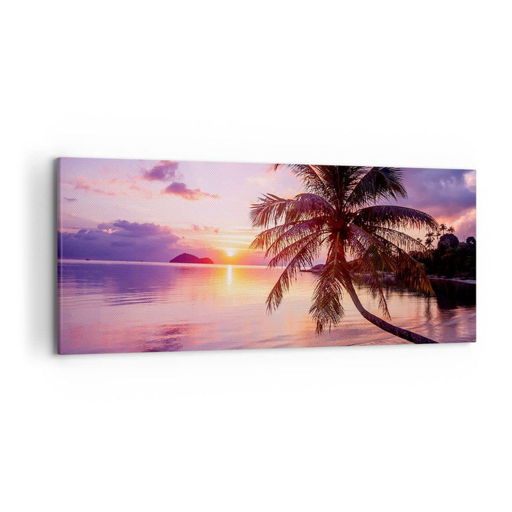 Wandbilder Dekoration Wohnzimmer Strand Meer Palme Panorama Bilder auf Leinwand 120x50cm Leinwandbil