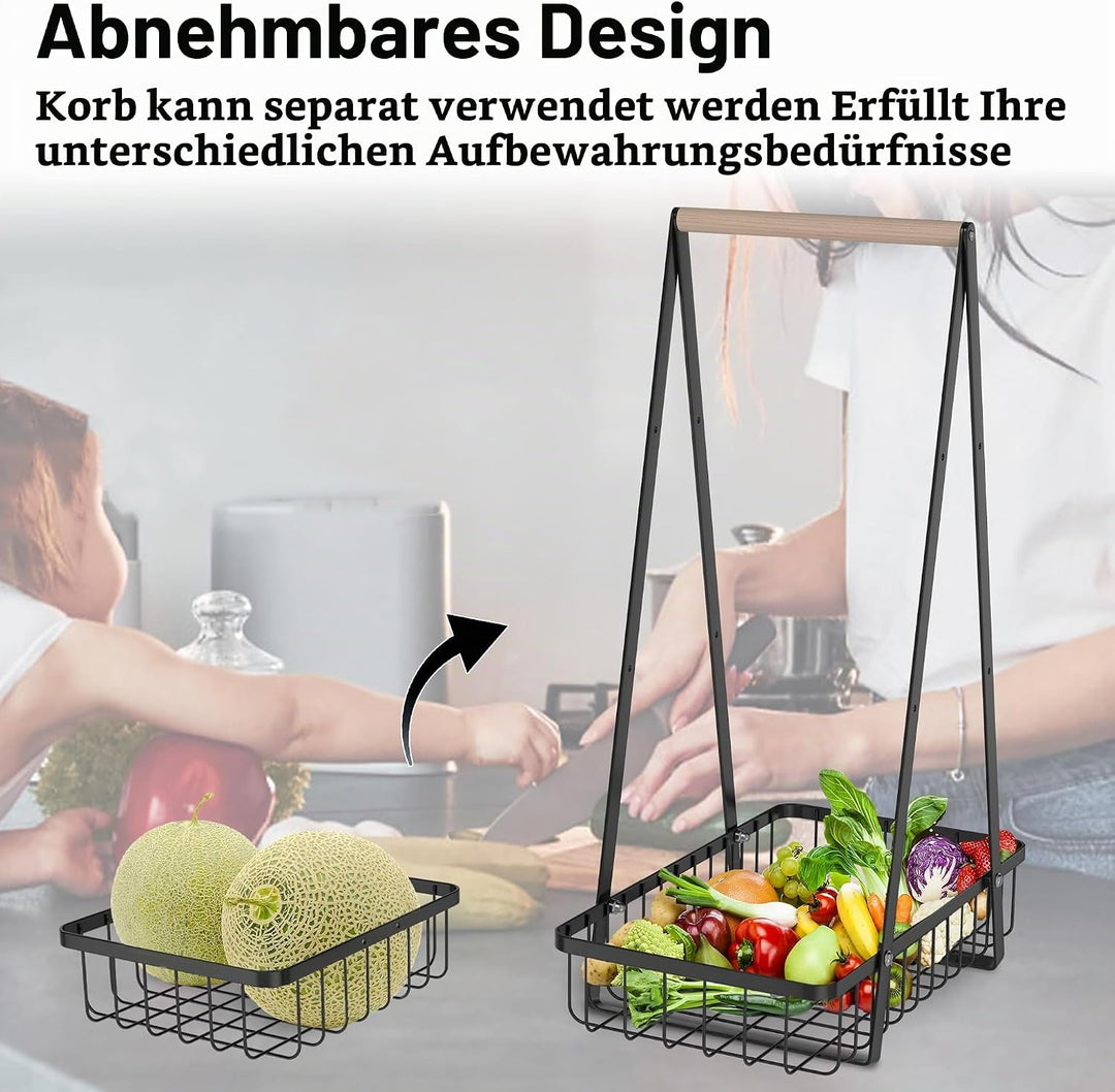 AufuN Obst Etagere, 3 Stöckig Obstkorb Rack Obstschale aus Metall, Abnehmbar Obst Halter Küche Ablag