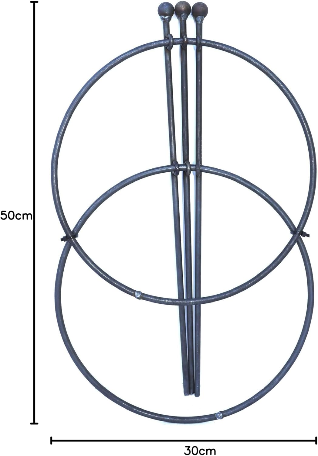 Hirsch Terracotta Staudenhalter sehr stabil Ø: 30 cm Höhe: 50 cm mit Doppelring aus Metall in Edelro
