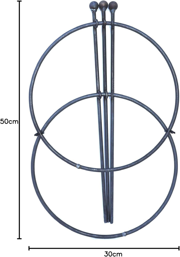 Hirsch Terracotta Staudenhalter sehr stabil Ø: 30 cm Höhe: 50 cm mit Doppelring aus Metall in Edelro