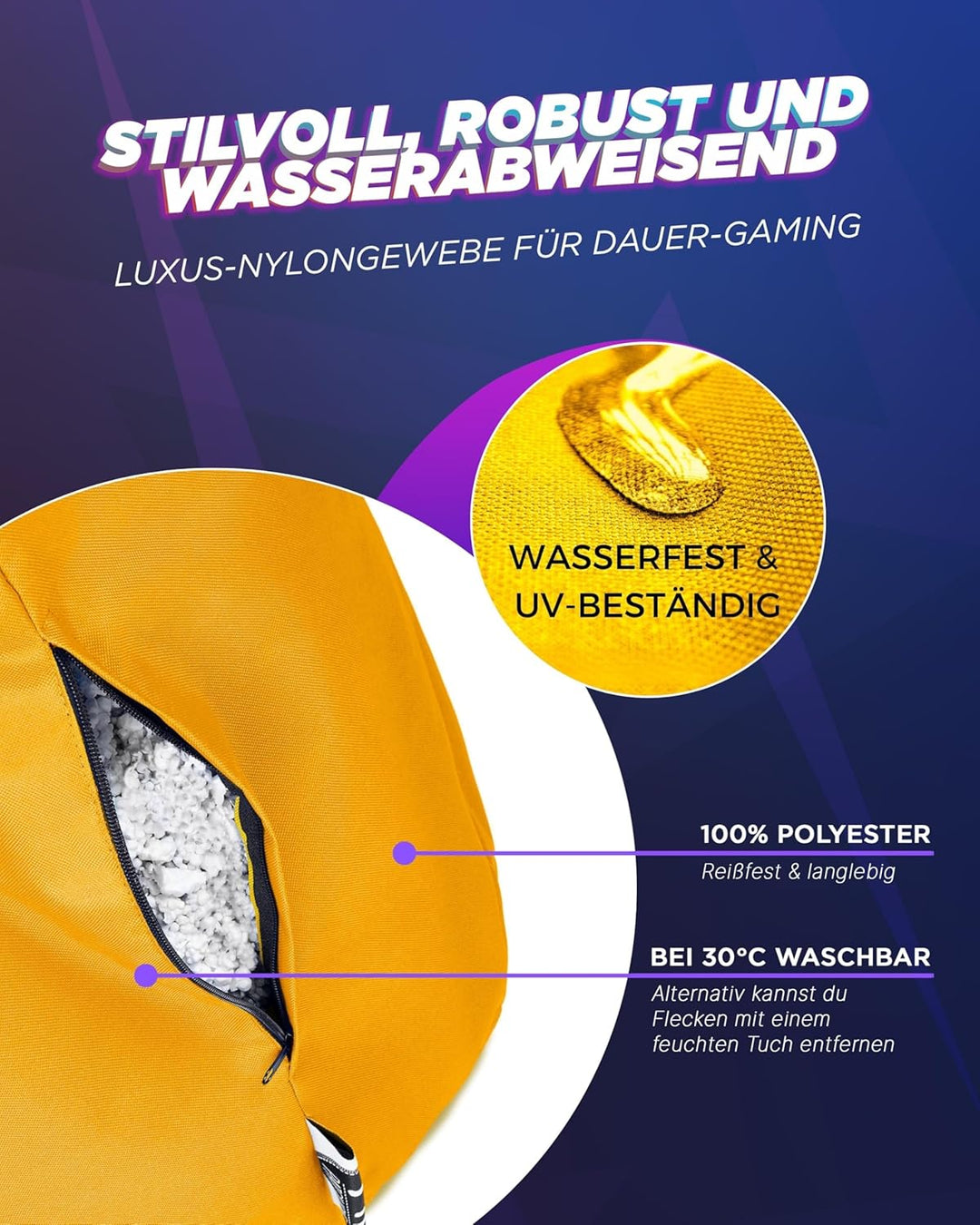 PATCH HOME Gamer Sessel in 2 verschiedenen Grössen und 25 XL - 75cm Durchmesser, 30cm Sitzhöhe, 80cm