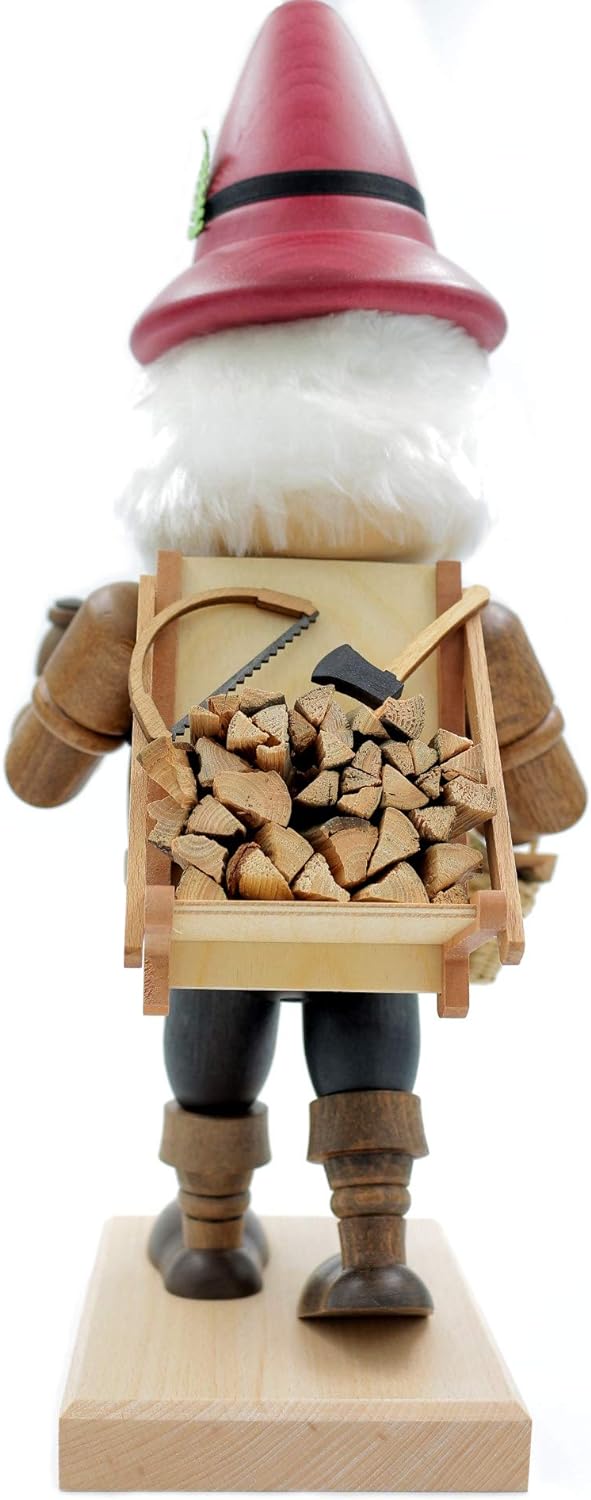 Kuhnert - Original Erzgebirgische Holzkunst Räuchermann Räucherfigur Wichtel 35cm - Holzsammler, Hol
