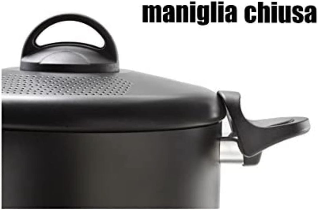 Accademia Mugnano Fuoco & Idee Kochtopf mit Sieb, Aluminium, schwarz, 6 Einheiten