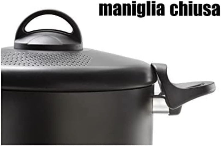 Accademia Mugnano Fuoco & Idee Kochtopf mit Sieb, Aluminium, schwarz, 6 Einheiten
