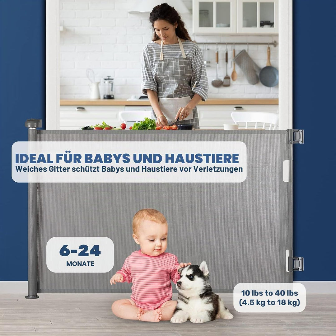 HollyHOME Treppenschutzgitter Ausziehbar 0-180cm, Extra Breit Babygitter, Einhandbedienung, Türschut