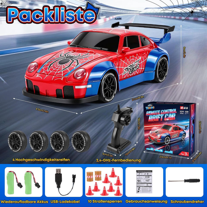 Ferngesteuertes Auto ab 3 4 5 6 7 8 9 10 Jahre, 2.4Ghz 4WD RC Drift Auto Spielzeug ab 3 4 5 6 7 8 9