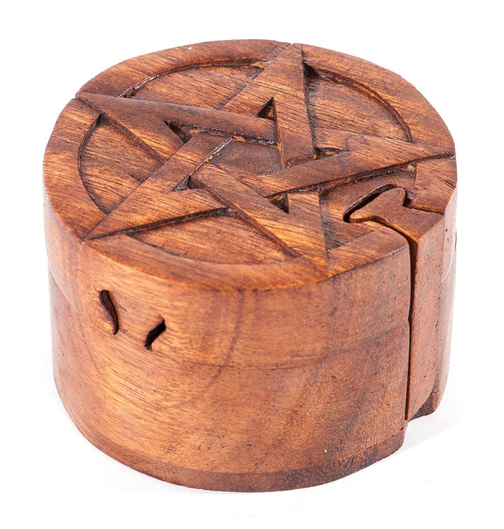 Windalf Schutz Schmuckdose Pentagramm Ø 9 cm Celtic Puzzledose Geschenkdose Schmuckschatulle Handarb