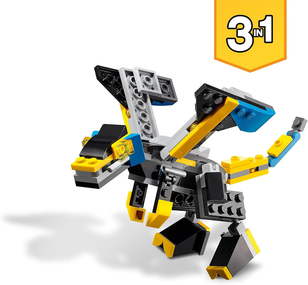 LEGO Creator 3-in-1 Super-Mech Roboter Kinderspielzeug, Drachenfigur, Flugzeug, kreatives Spielzeug