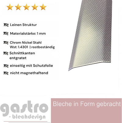 Übergangsprofil, Edelstahl Leinen, 1 mm stark, Übergangsprofile, 2000 x 100 mm Übergangsleiste,Überg
