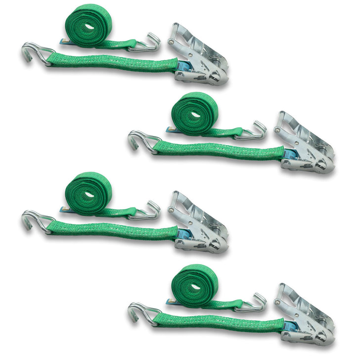 4er Set Spanngurt mit Ratsche und Profilhaken, DoZurr 2000, belastbar bis 1000 kg, 35 mm breit x 8 m