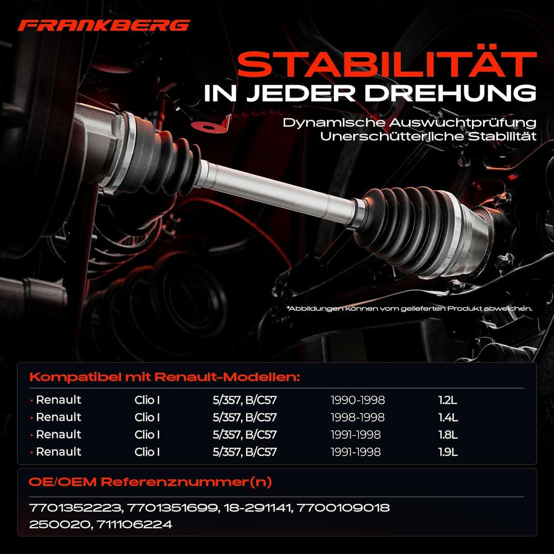 Frankberg Antriebswelle Vorderachse Links Kompatibel mit Clio I 5/357 B/C57 1.1L-1.9L 1991-1998 Repl