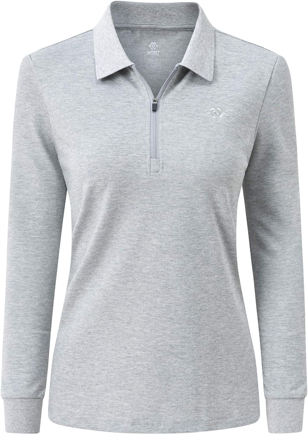 MoFiz Damen Poloshirt Langarm Baumwolle Polohemd Sport Polo Wintershirts mit Reissverschluss Kragen