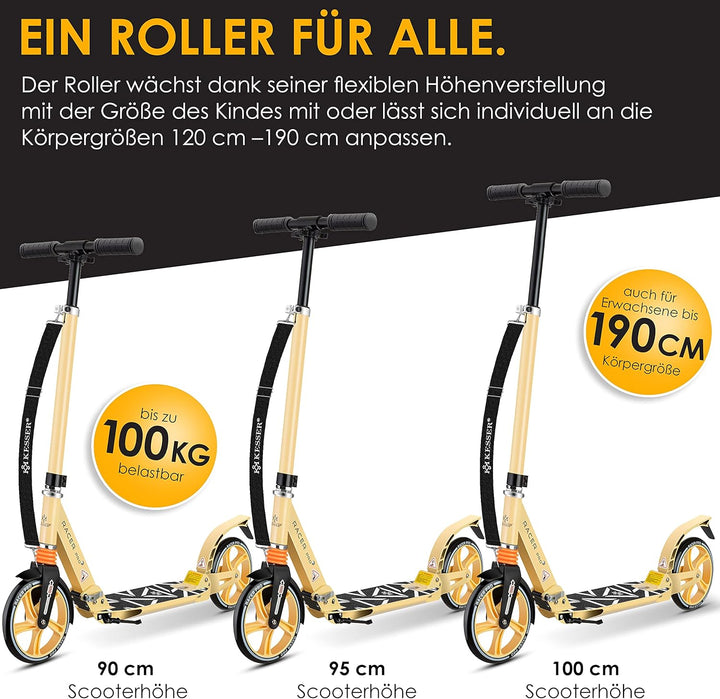 KESSER® Cityroller Scooter 205mm Räder PU Big Wheel - Pro-S Tretroller mit Doppel Federung, City-Rol