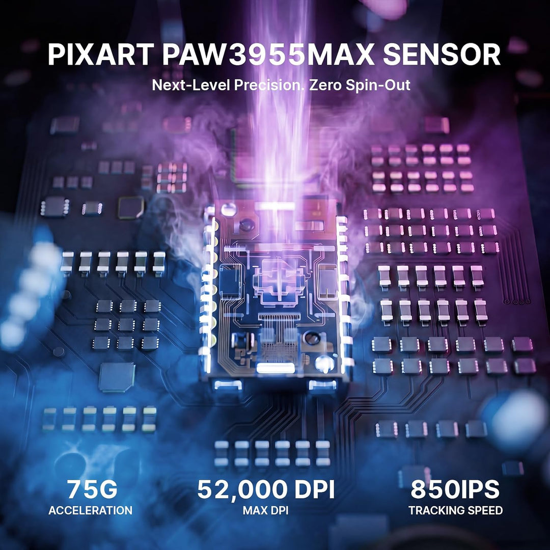 ATTACK SHARK RS3 Ultra Kabellose Gaming Maus, PAW3955MAX Sensor, Nordic 54L15 Chip, Kohlefaser, 8K P