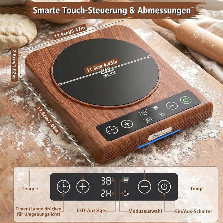 GFTIME Sauerteig Starter Wärmer mit Präzisem Thermostat (21-80℃), 24H Timer &amp; Memory-Funktion,11.3cm
