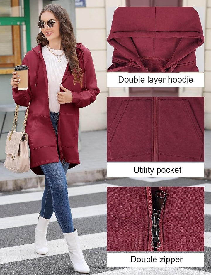 CMTOP Damen Sweatjacke Hoodie Kapuzenpullover mit Zipper Sweatshirt Jacke Langarm Pullover Kapuzenpu