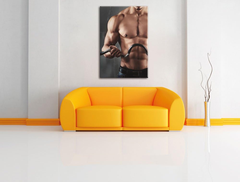 Pixxprint Bodybuilding, Format: 100x70 auf Leinwand, XXL riesige Bilder fertig gerahmt mit Keilrahme