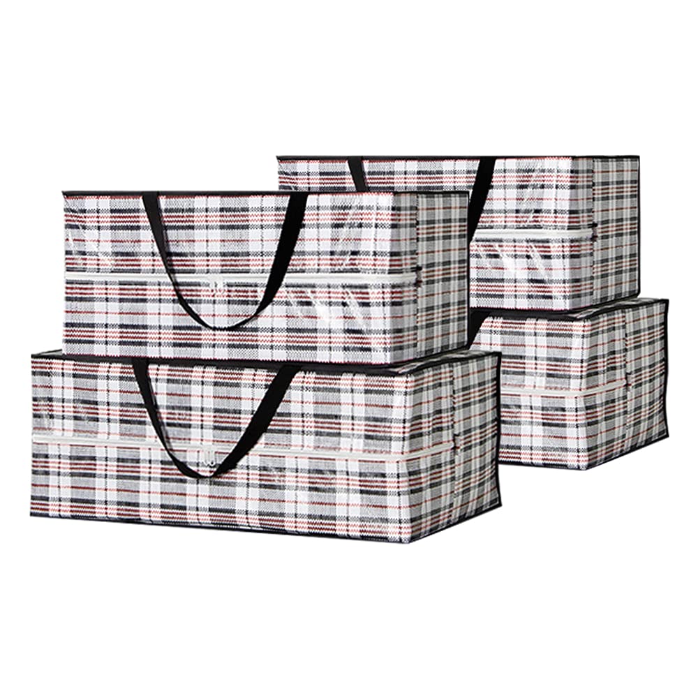4er Pack Aufbewahrungstasche für Bettdecken,Decken,Bettwäsche,Spielzeug,Kleidung Aufbewahrung,Plasti