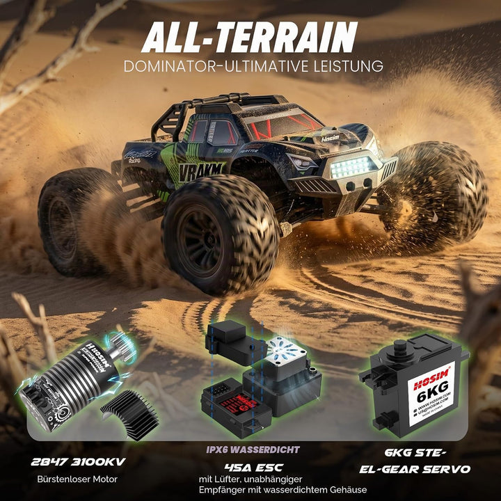 Hosim X09 Brushless RC Auto für Erwachsene, Mini 1:10 70 km/h High Speed 4x4 Offroad RC Truck, schne