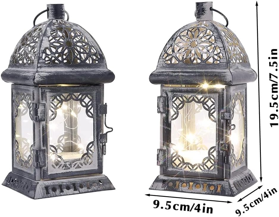 TRIROCKS 2 Stück LED Lichterkette Metall Batteriebetrieben Hängende Laterne klein Tisch Lampen Kabel