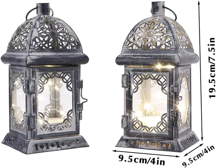 TRIROCKS 2 Stück LED Lichterkette Metall Batteriebetrieben Hängende Laterne klein Tisch Lampen Kabel