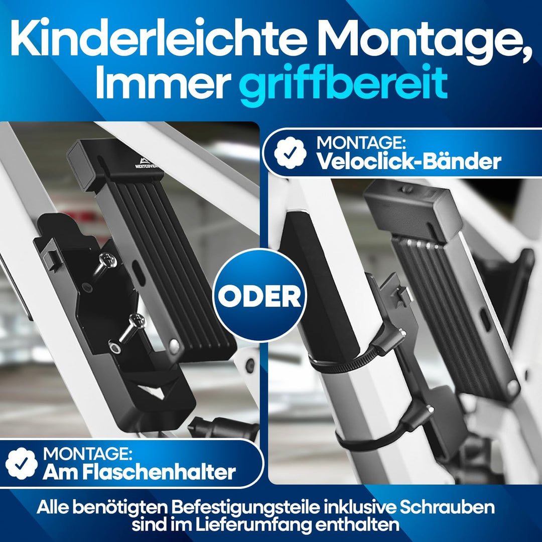 NEXTCOVER® Faltschloss Fahrrad - Das Original - mit SteelSecure-Technologie und 3 Schlüsseln I Robus