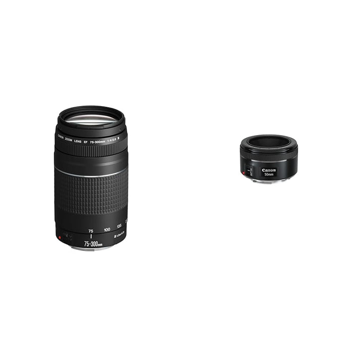 Canon EF 75-300mm F4.0-5.6 III Zoomobjektiv (58mm Filtergewinde) schwarz & EF 50mm F1.8 STM Objektiv
