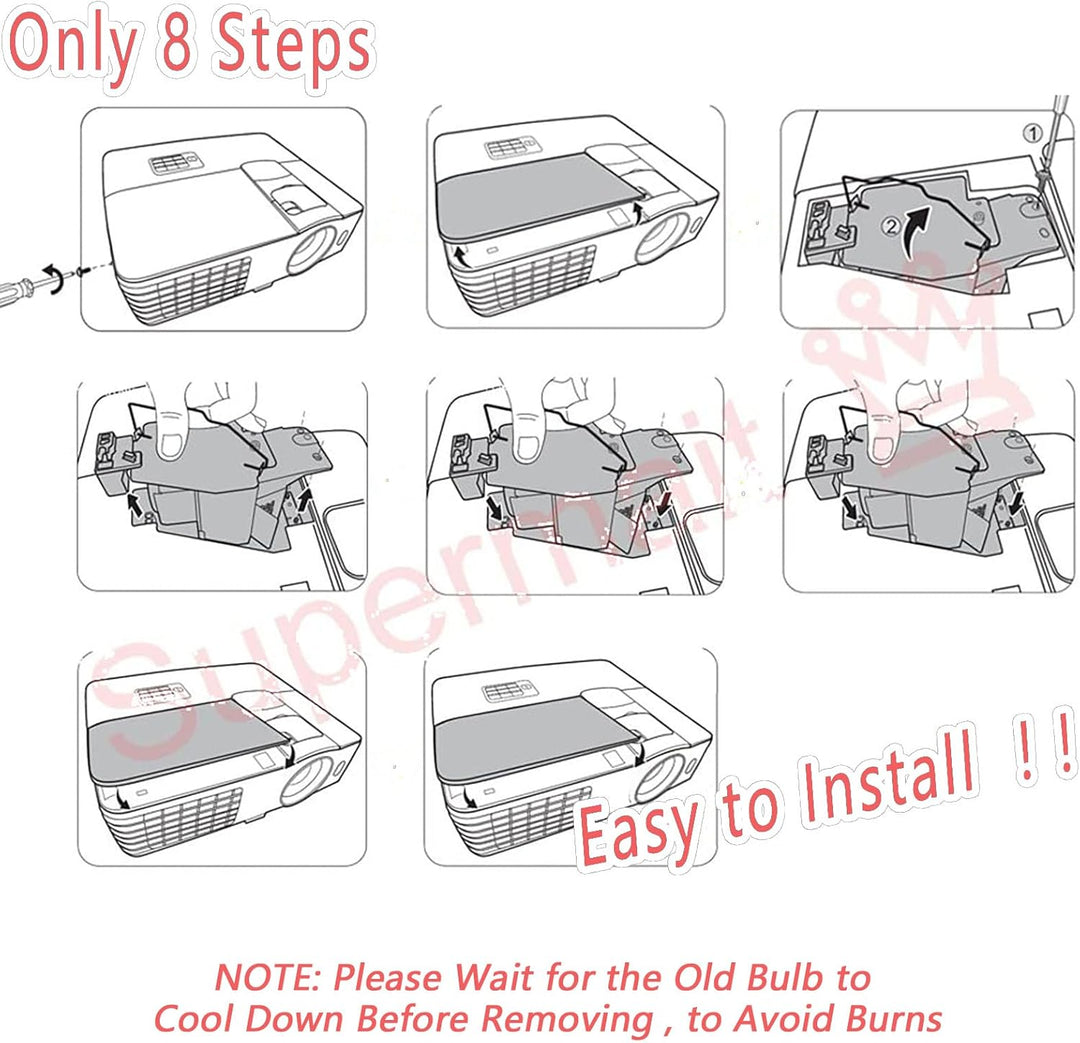 Supermait 200 Fit für POA-LMP114 POALMP114 Ersatz Projektorlampe Birne mit Gehäuse Kompatibel mit SA