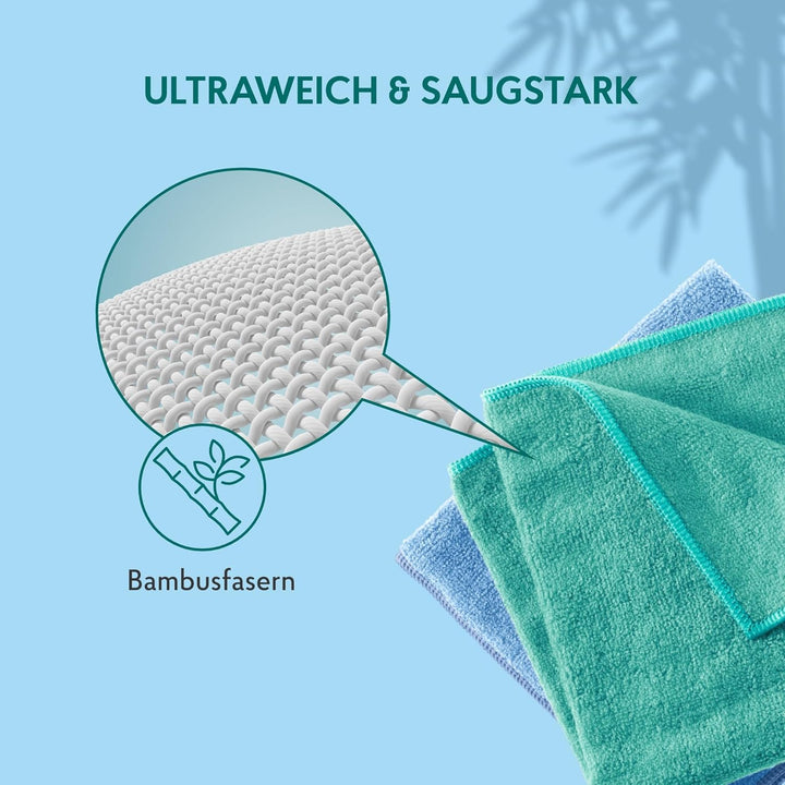 HAKA Bambus Baumwolltücher, saugfähige Reinigungstücher, Kratz- &amp; fusselfrei, für Hochglanzoberfläch