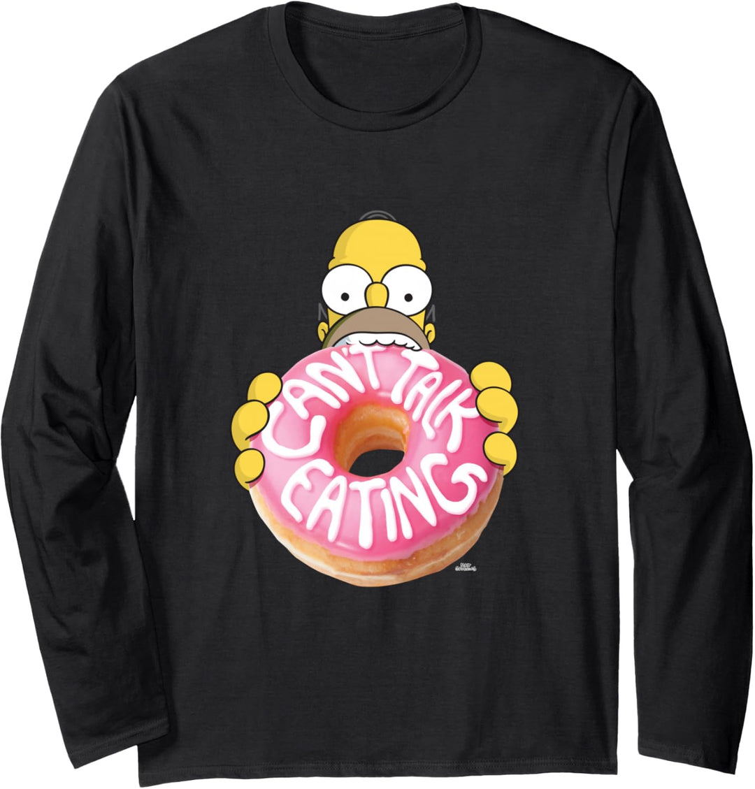 The Simpsons Homer Can't Talk Eating Donut Langarmshirt