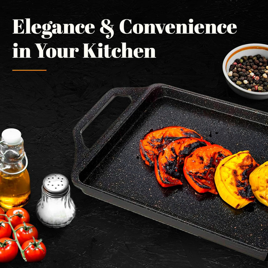 WECOOK! Ecochef Titan Grillplatte, Induktion Griddle-Pfanne 37 X 25 cm, Aluminiumguss, 5mm Dicke, Si